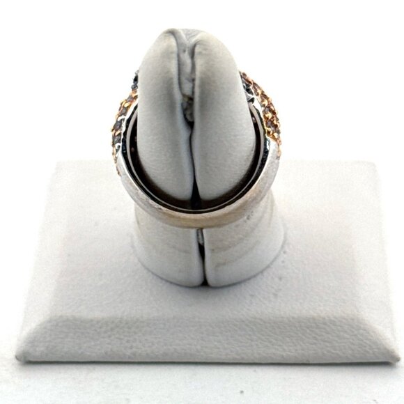 Estate Sterling Silver 925 Buckle Ring Black White CZ Two-Tone Size 6 Vintage - Picture 3 of 8